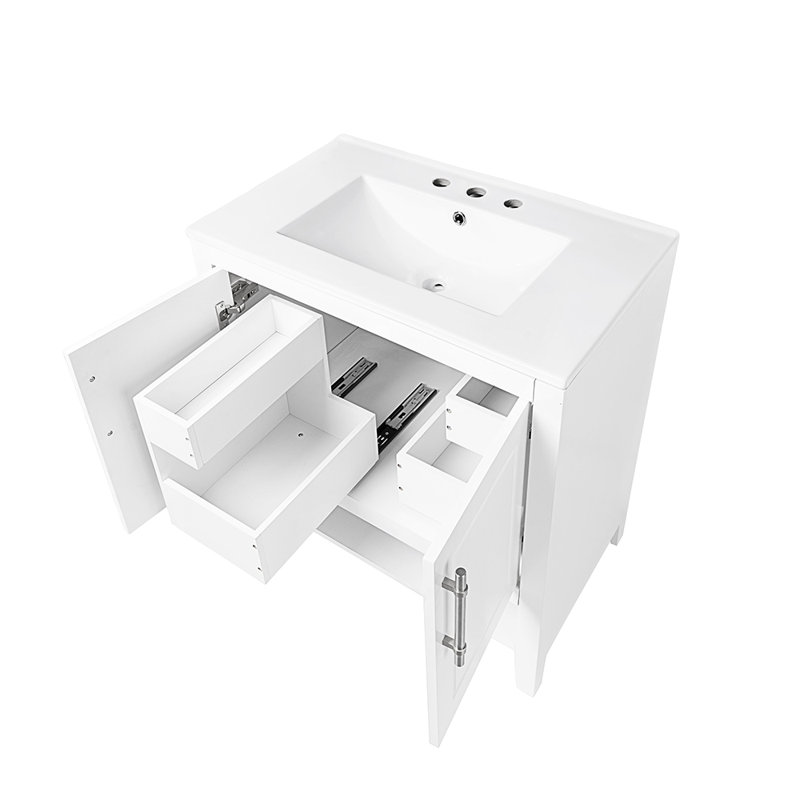 Meuble-lavabo simple avec comptoir Moshell 30,01, Blanc