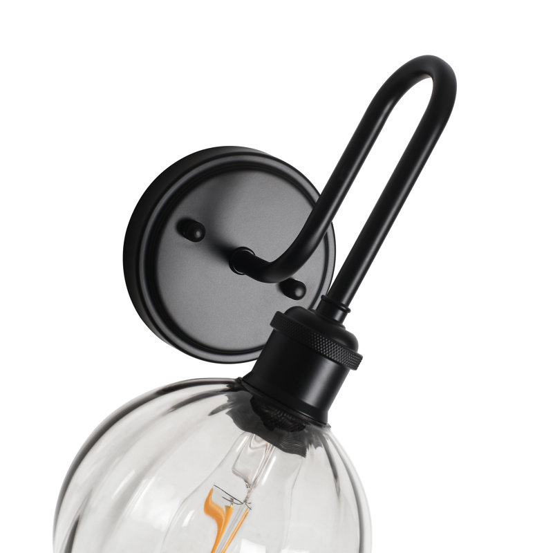 1-Light Dimmable Armed Sconce , Matte Black