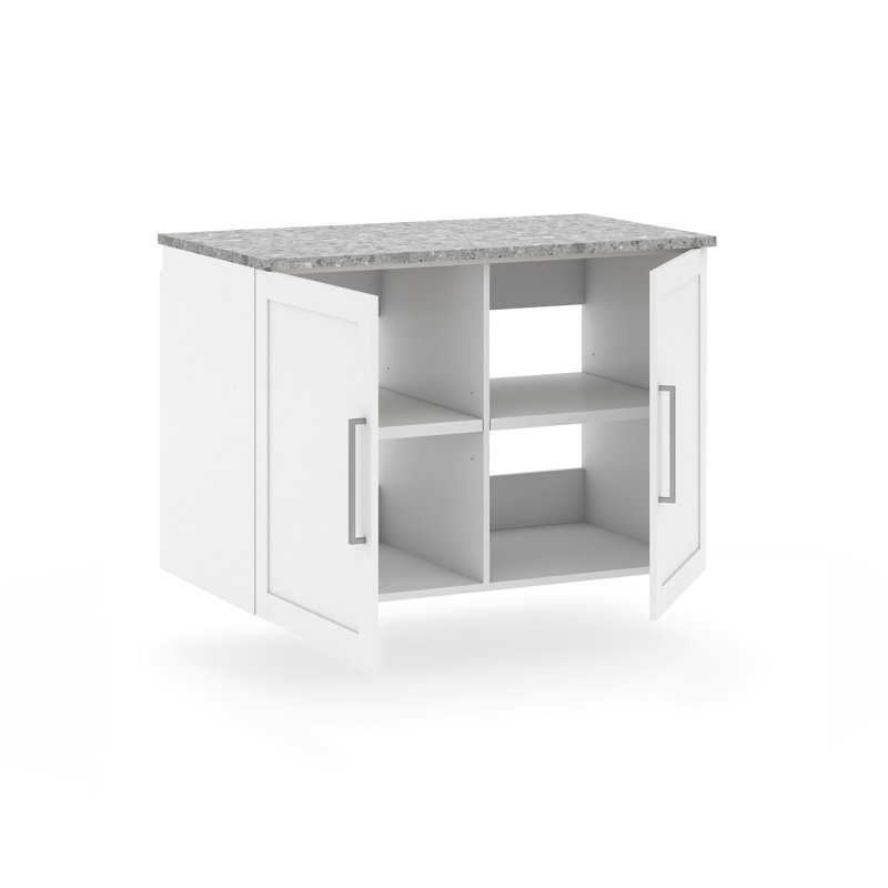 Garage Core Base Cabinet, Top& Doors, Gray/White