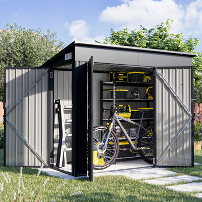 232 cm W x 116cm D Garden Metal Storage Shed Waterproof