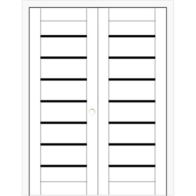 Domino 01 Pre-Hung Soft White Laminated Modern Interior Double Door 36in x 80in Left In-Swing