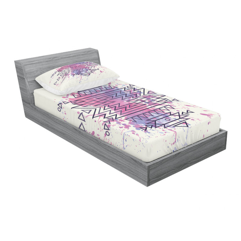 Microfiber Abstract Sheet Set, Twin Sheet Set with Fitted Sheet