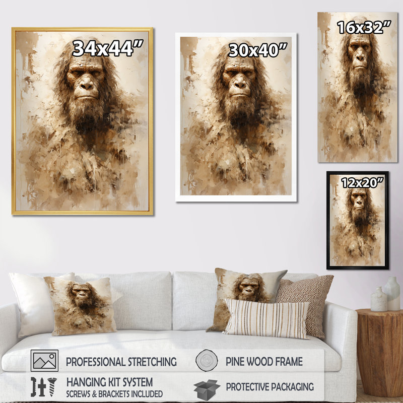 Portrait de Bigfoot IV sur toile, Toile tendue, H 32 po x l 24 po x P 1 po