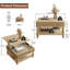 Table basse à plateau relevable cannelé 31,5 po avec rangement ouvert et caché, mécanisme de levage hydraulique, pieds en bois massif rétro pour le salon, canapé (bois naturel)-133685859