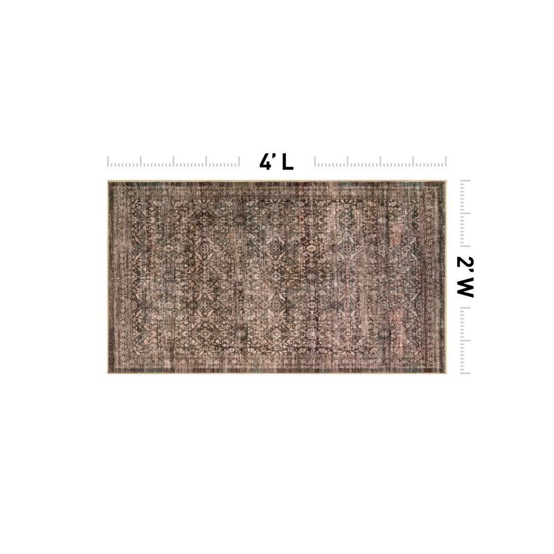 Tapis brun antidérapant délavé à la machine délavé à la machine, 2 pi x 4 pi
