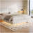 White  Boucle Floating Bed with Light,Queen