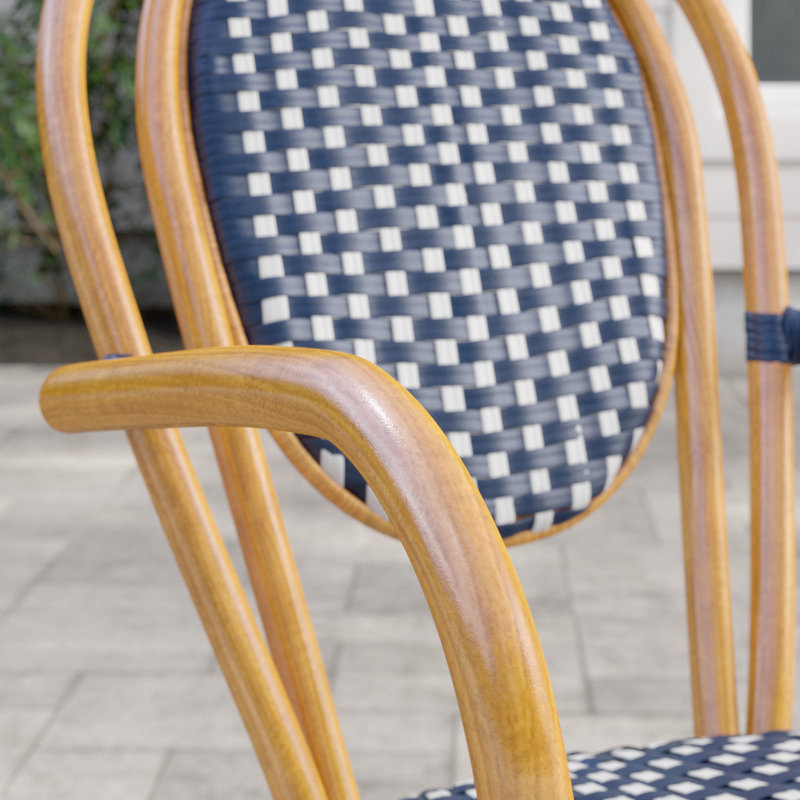 Chaise de salle à manger Pim, Bleu marine/blanc