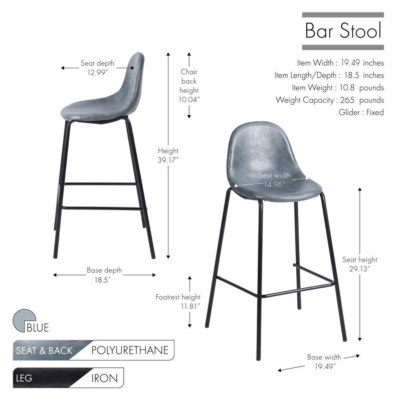 Darby Bar Stool, Black, Bar Stool (29” Seat Height)