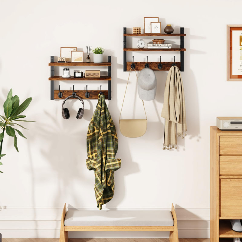 Wall 8 - Hook Coat Rack, Brown