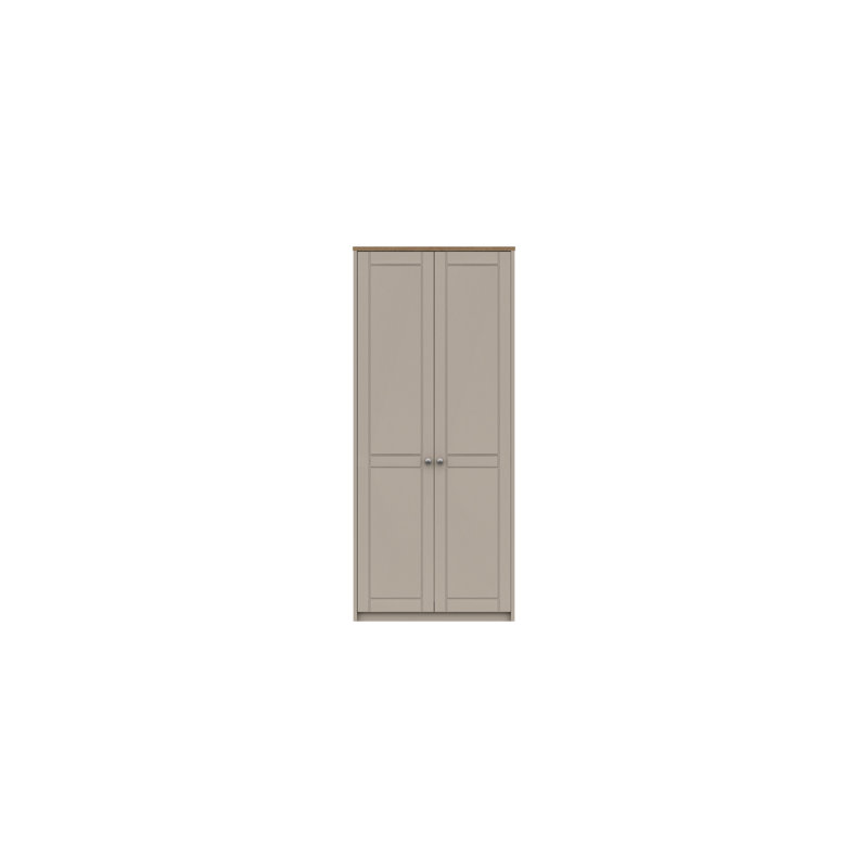 Newhaven 2 Door Manufactured Wood Wardrobe, Natural Rustic Oak/Fired Earth
