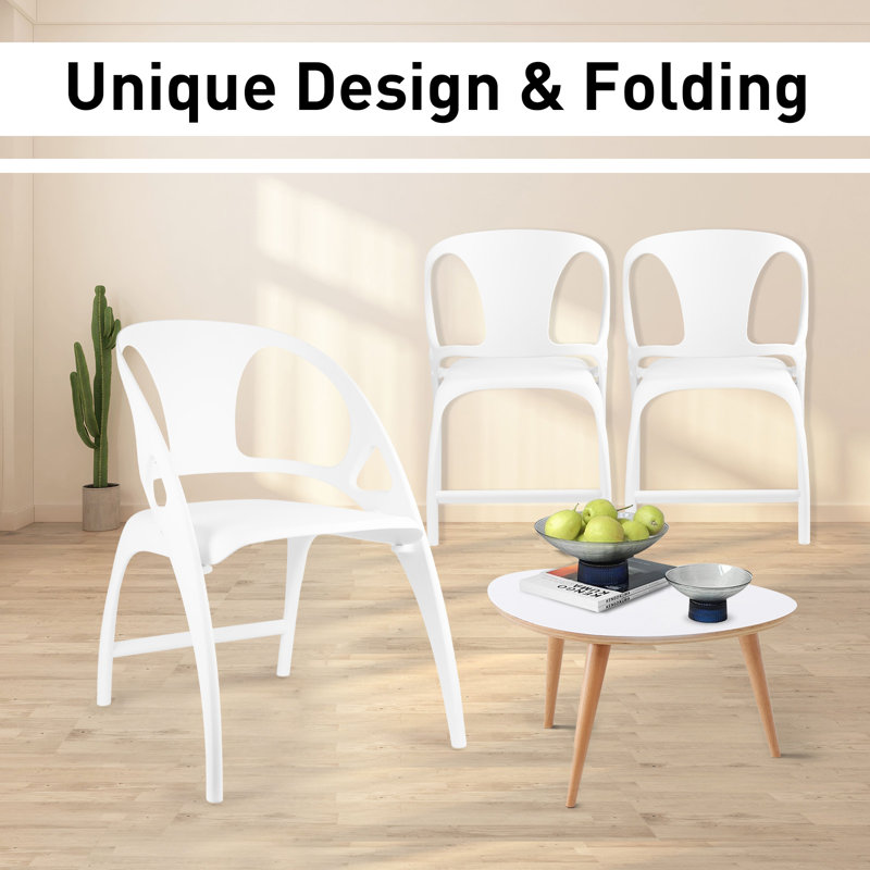 White Heavy Duty Folding Dining Chairs with Handle, Set of 2