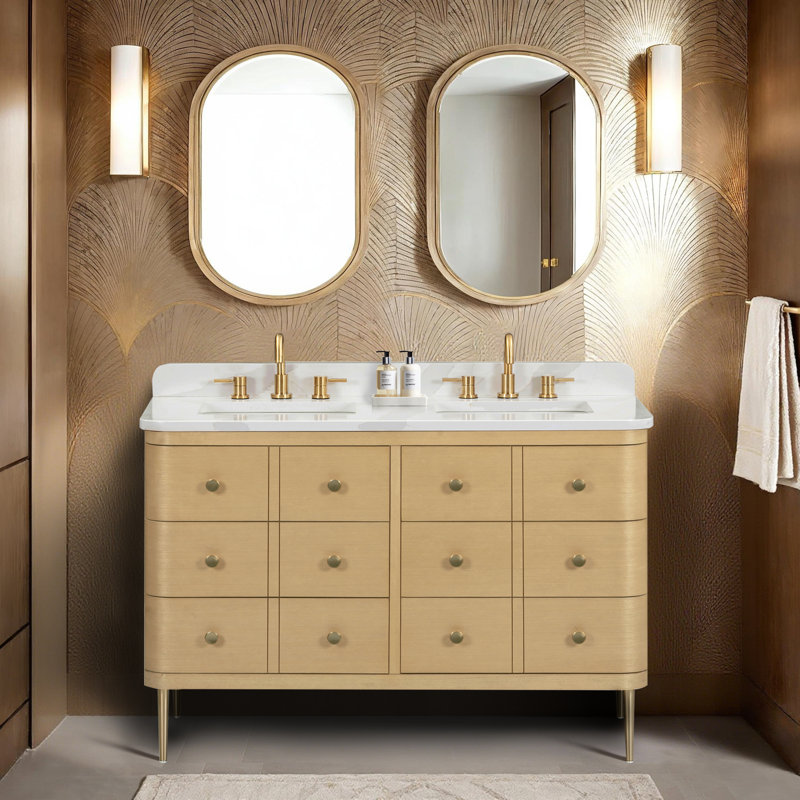 Serena 48 in. Double Sink Bathroom Vanity in White Oak