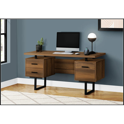 Contemporary 60-inch Computer Desk with Storage Drawers, Reversible Left or Right Setup for Home Office