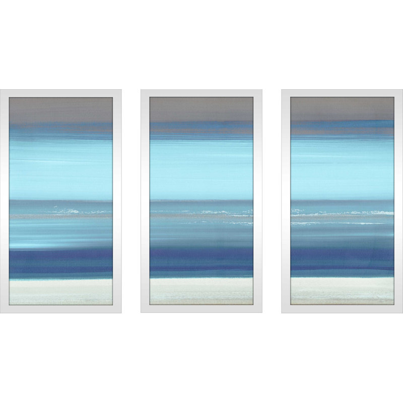 «By the Sea II», reproduction de peinture à l'acrylique à multiples images en bleu, L 40,5 po x H 25,5 po x P 1 po