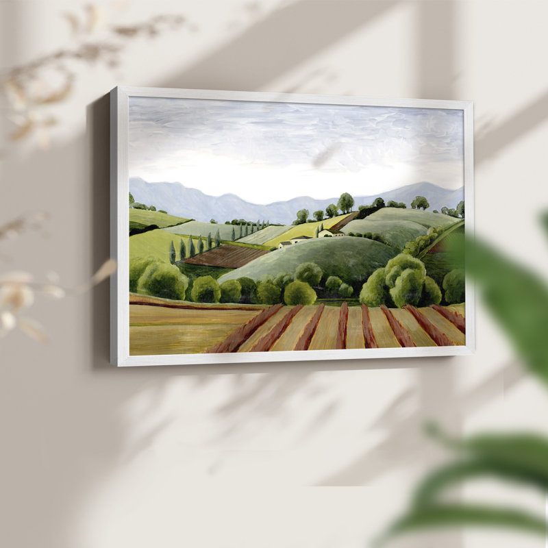 Croquis de la vallée toscane III, reproduction encadrée, H 11 po x l 14 po, Blanc