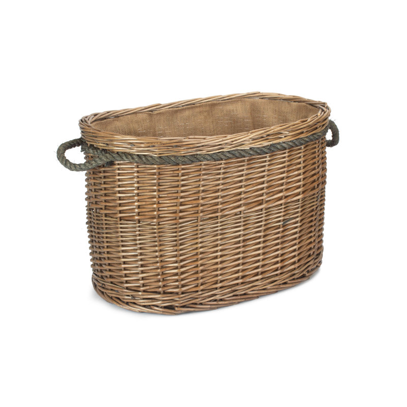 Claridge Wicker Rope Handled Lined Log Basket, 38cm H x 38cm W x 58cm D