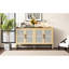 Buffet de ton naturel avec tablettes réglables et rangement en bois de pin-1668775252