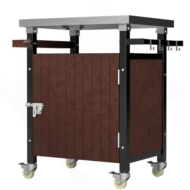 Chariot pour barbecue polyvalent avec plateau en acier inoxydable de qualité supérieure