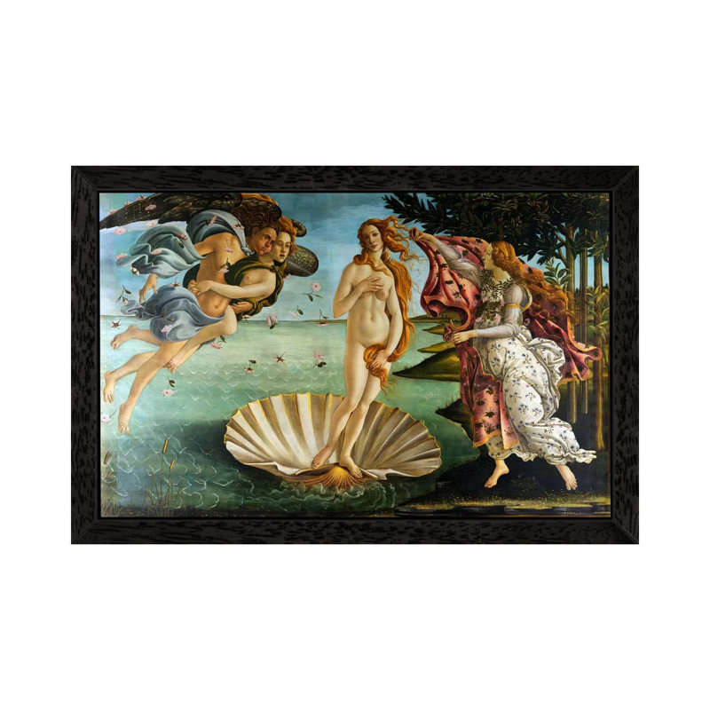 Birth Of Venus by Sandro Botticelli - Floater Frame Painting on Canvas, 152.5 cm H x 101.5 cm W, Black