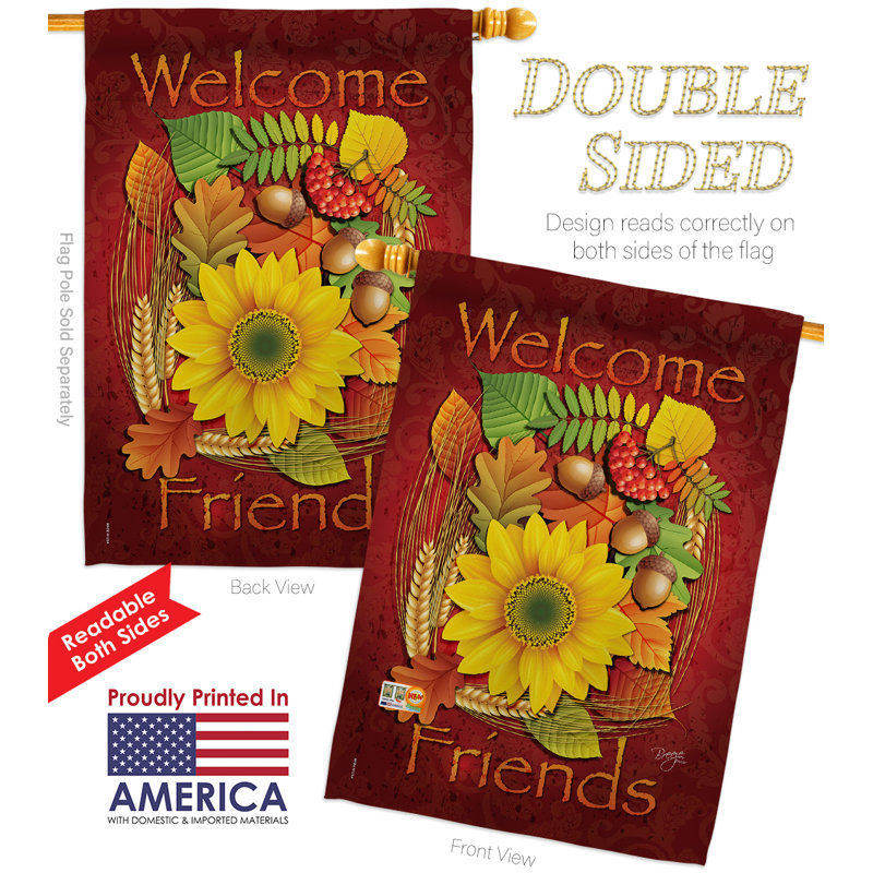 Ensemble de drapeaux en polyester 40 po x 28 po Welcome Friends