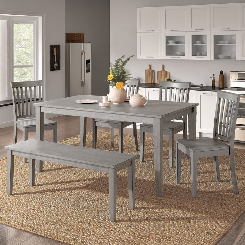 Alexa-Mae 6 - Person Solid Wood Top Four Leg Dining Set