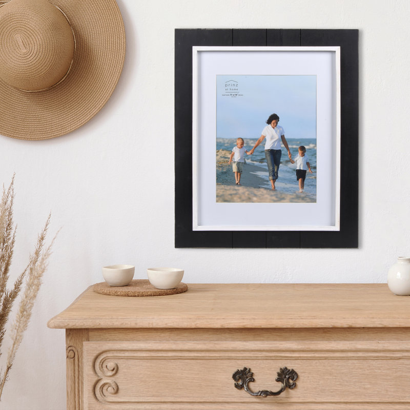 Coastal Black Distressed Wood 11x14 Matted Wall Frame