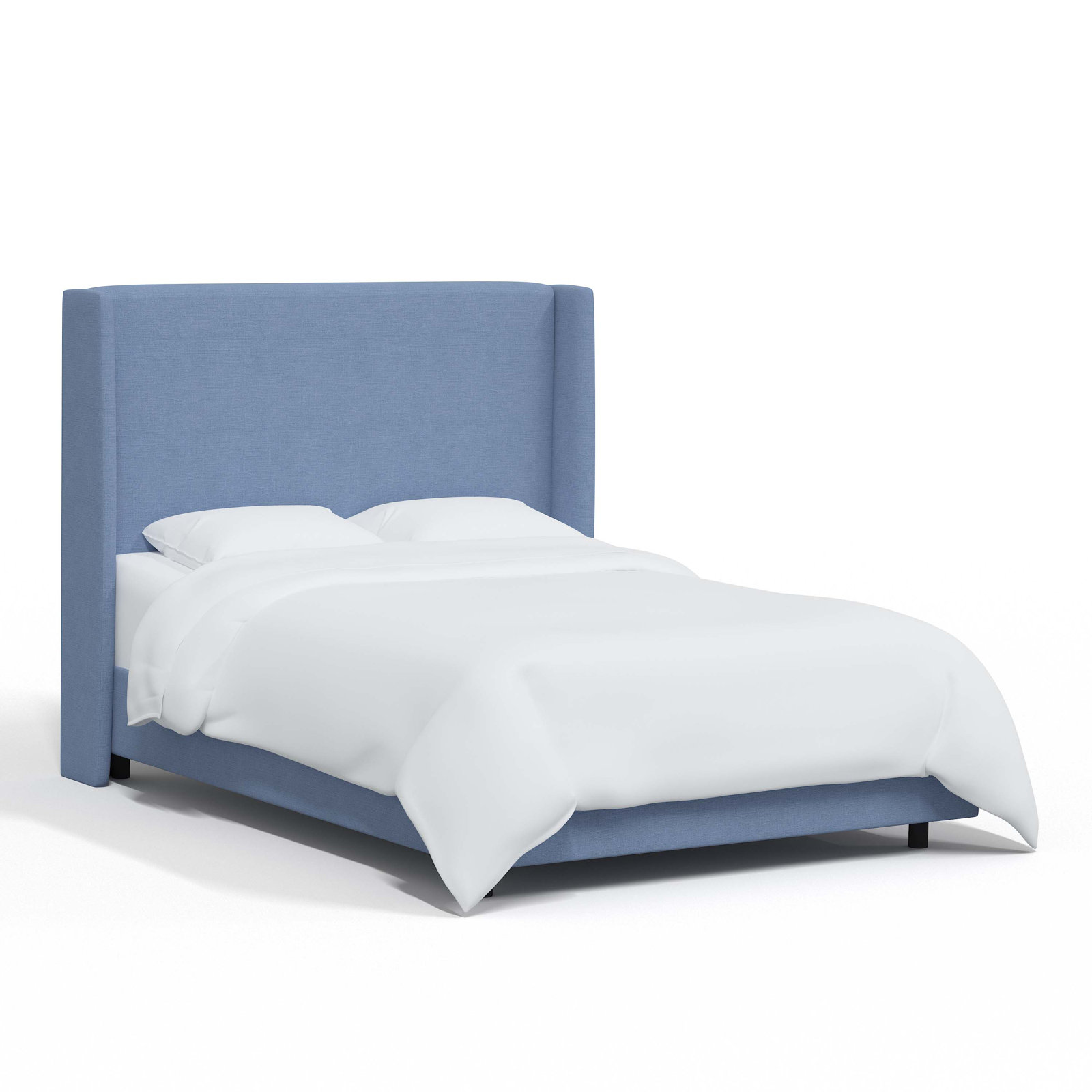 Tilly Linen Upholstered Wingback Bed, King, Classic Denim Linen