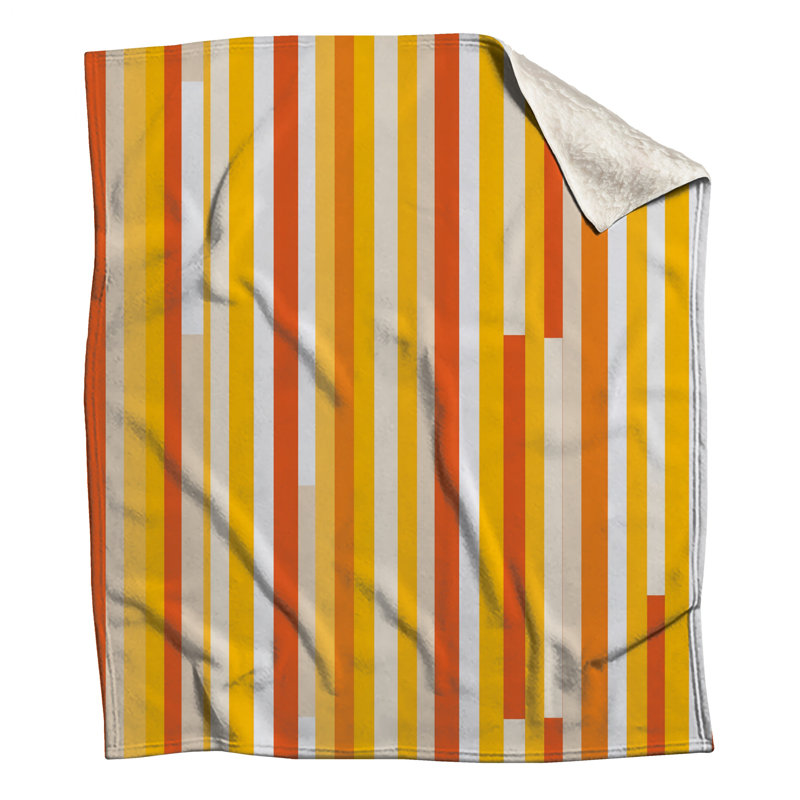 Jeté en molleton à rayures orange - Jeté à motif pour canapés ou lits, L 60 po x H 80 po
