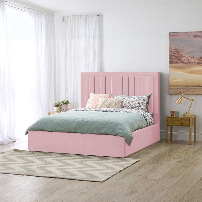 Madry Upholstered Ottoman Storage Bed, Pink, Double (4'6)