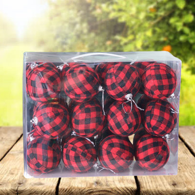11.02'' Plaid Fabric Ball Ornament