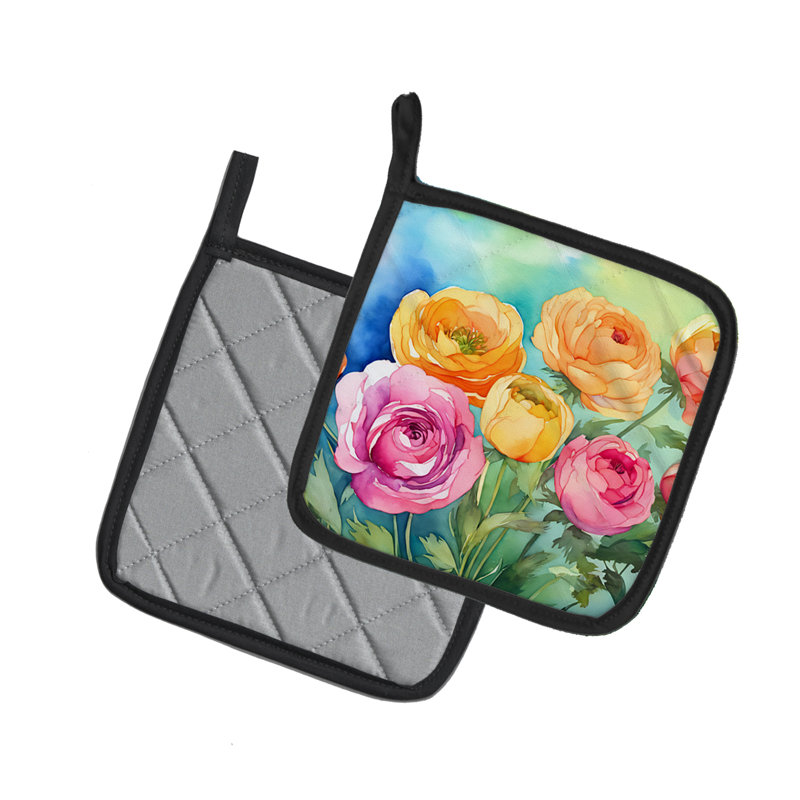Caroline's Treasures Floral Polyester Potholder Set