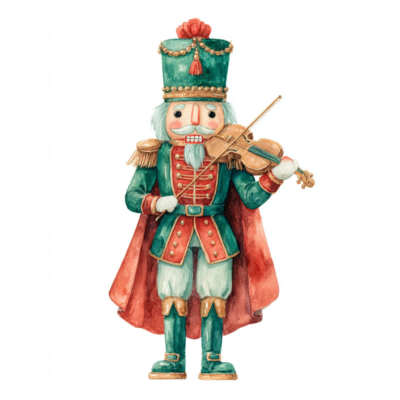 Nutcracker Playing Violin Wrapped Canvas Wall Art