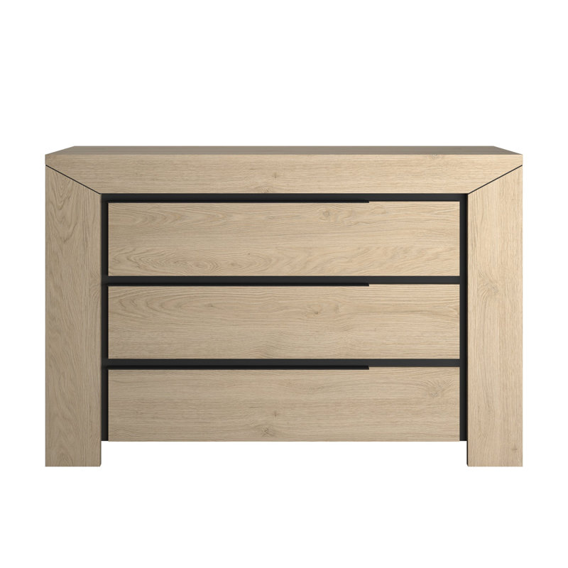 Safira 123cm W 3 - Drawer Chest of Drawers, Natural Chestnut