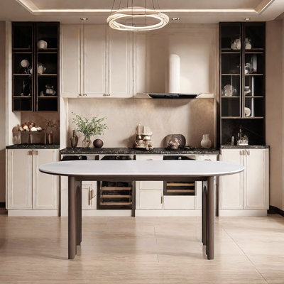 Oval Solid Wood Base Dining Table