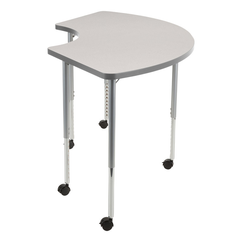 Structure Series 1/3 Round 65" x 30" Adjustable Height Mobile Collaborative Activity Table with Casters, gris, gris