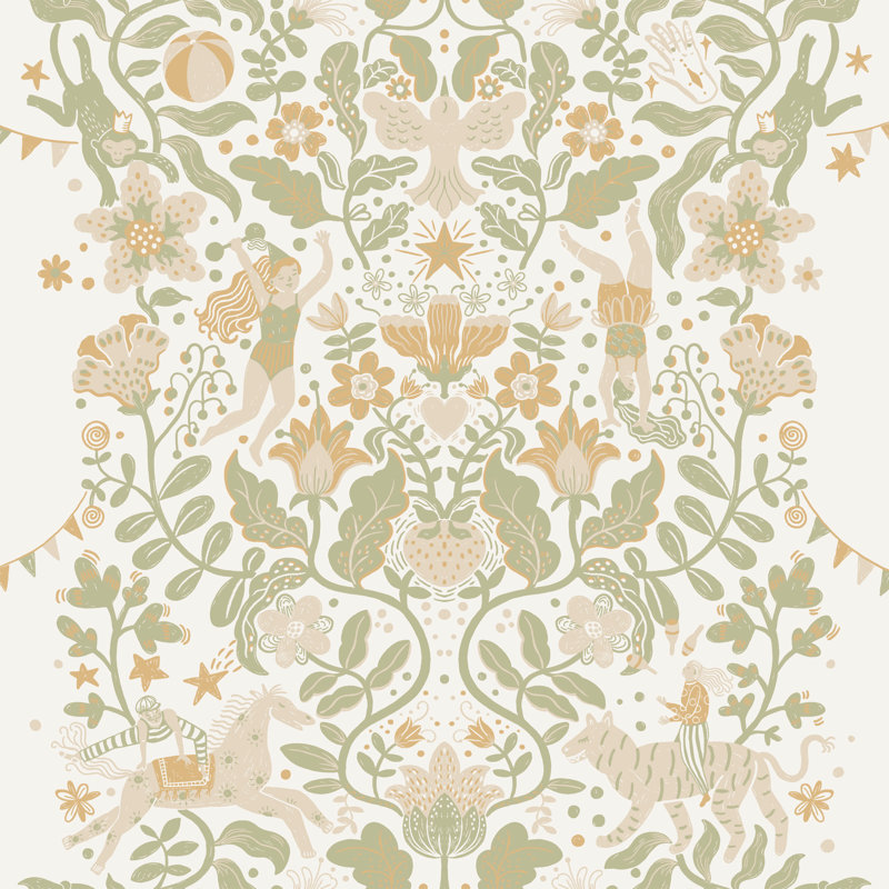 Galerie Resan Scandenavian Cirkus Foliage Wallpaper, Beige