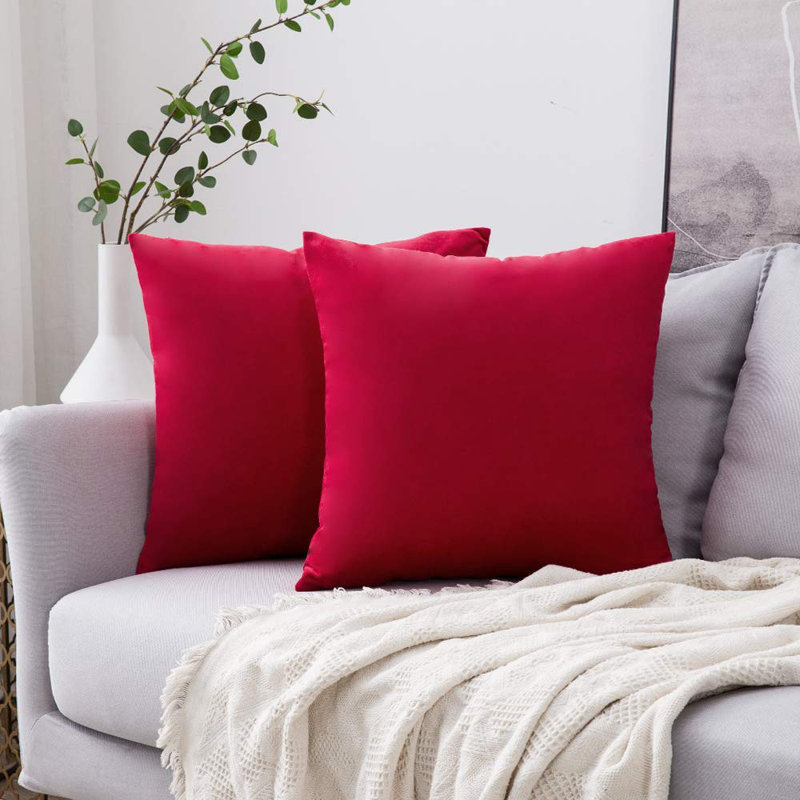 Solid Velvet Reversible Pillow Cover, 20"H x 20"W, Kelly Green
