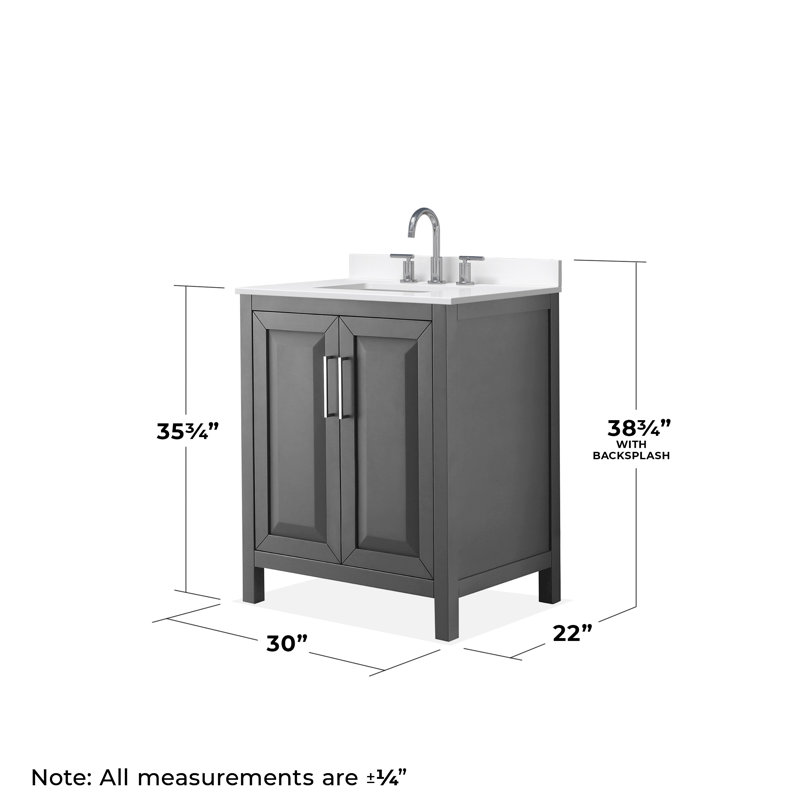 Daria 30'' W Vanity, Gray, Polished Chrome, White Quartz