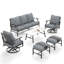 Ensemble de conversation de patio en métal pour 5 personnes avec fauteuils pivotants Asfand-101303669-101628570