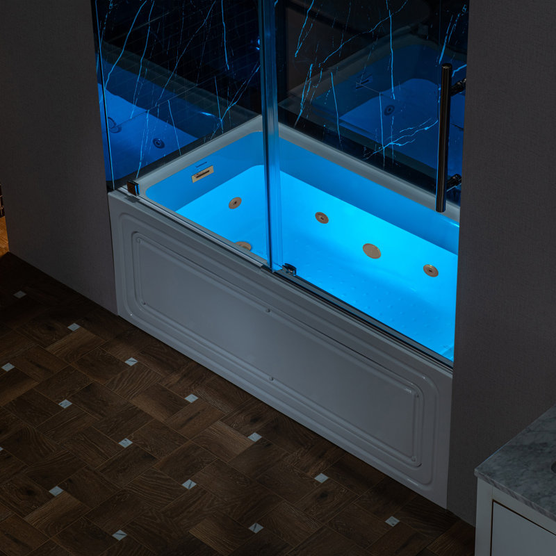 Baignoire tourbillon rectangulaire en acrylique 60 po x 32 po avec drain et trop-plein Alcove, Gauche, Or brossé