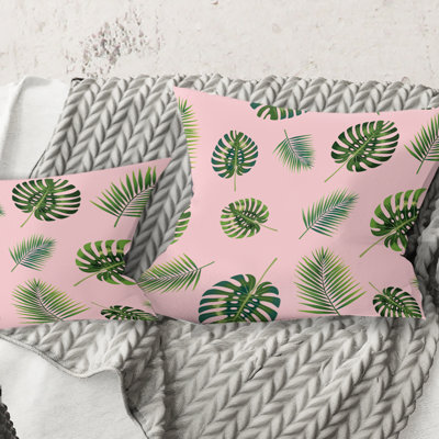 Palm Tropical leaves pattern. - Mid-Century Modern Printed Throw Pillow