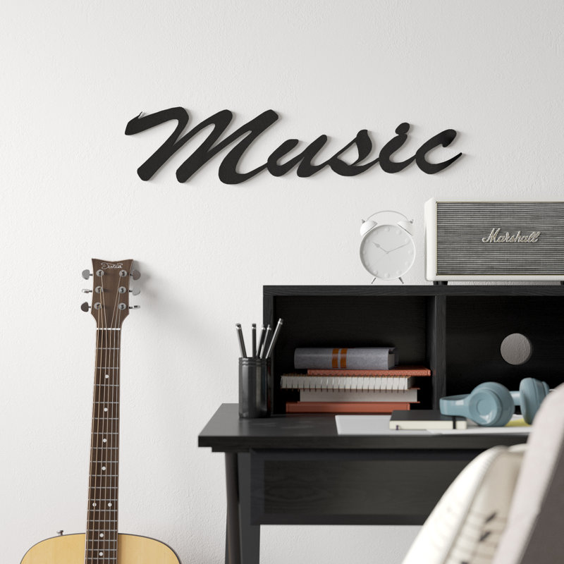 Dugout Creek Designs Modern Music Script Steel Wall Art - Hammered Black, Hammered Black