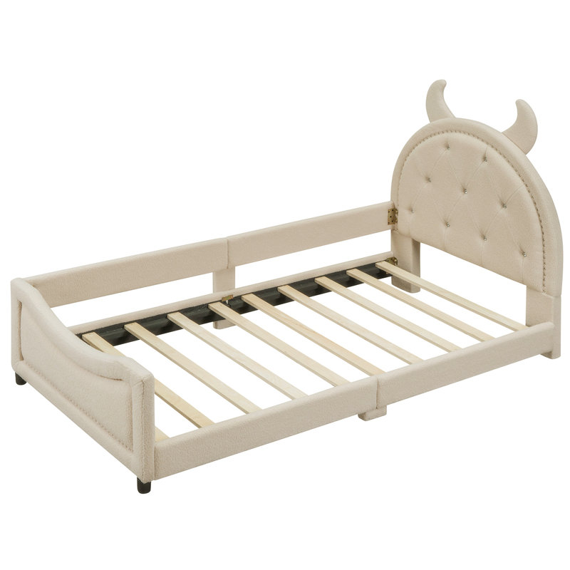 Lit de jour rembourré Bariola avec tête de lit OX, Beige