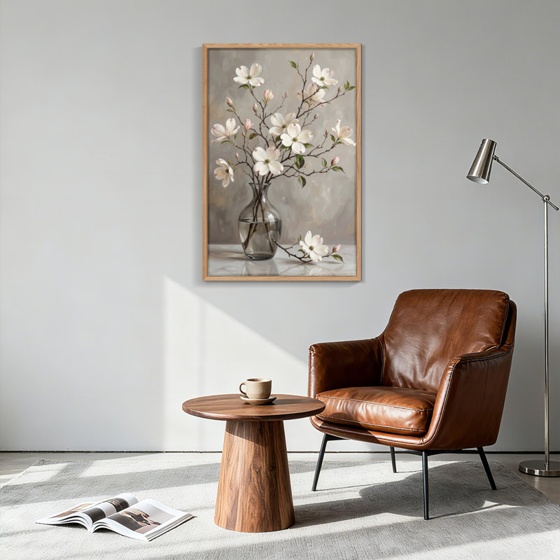 Ensemble de 1 tableau sur toile à motif floral, 48"H x 32"W, Naturel