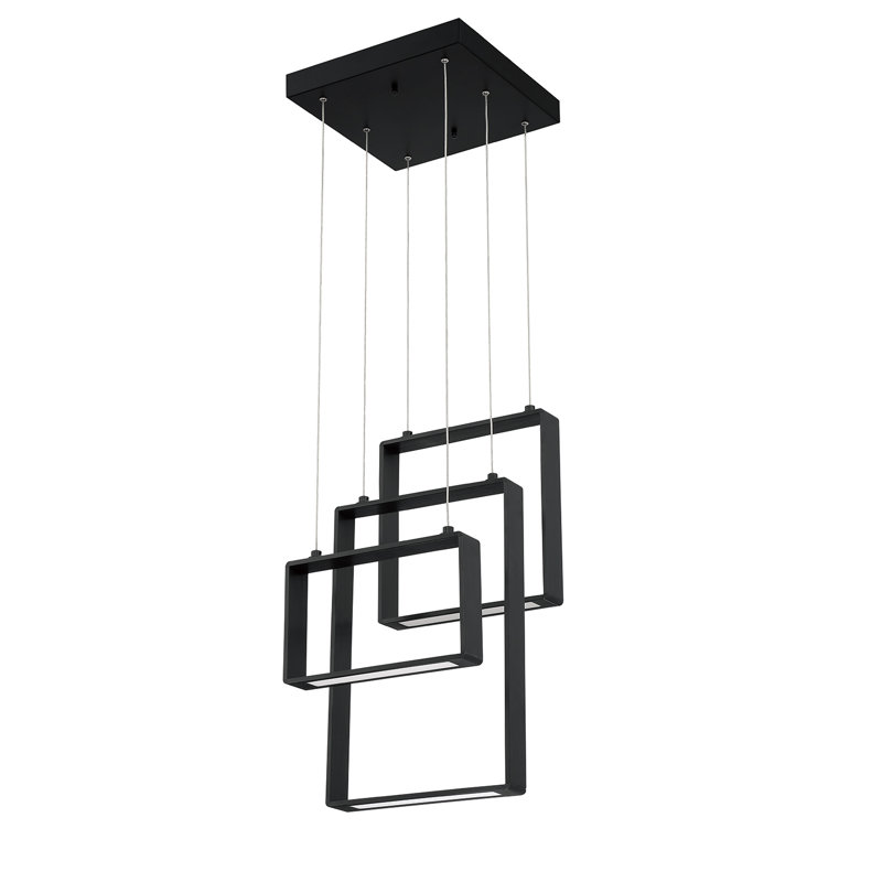 Luminaire suspendu carré / rectangulaire à 3 lumières unique / remarquable