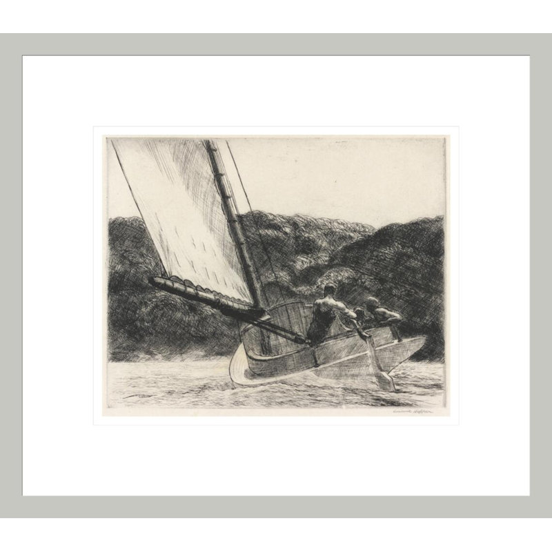 «The Cat Boat» par Edward Hopper - impression giclée sur cadre, 13.75" H x 15.64" W