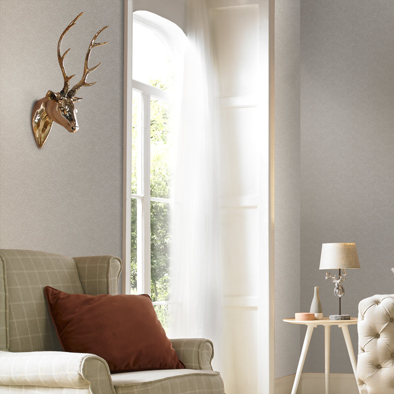 Chevron Metallic Wallpaper Roll, Natural