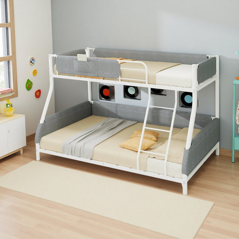 Lit superposé robuste en métal (1 place et 1 place) avec sacs de rangement amovibles pour la literie - Conception peu encombrante pour enfants et adultes