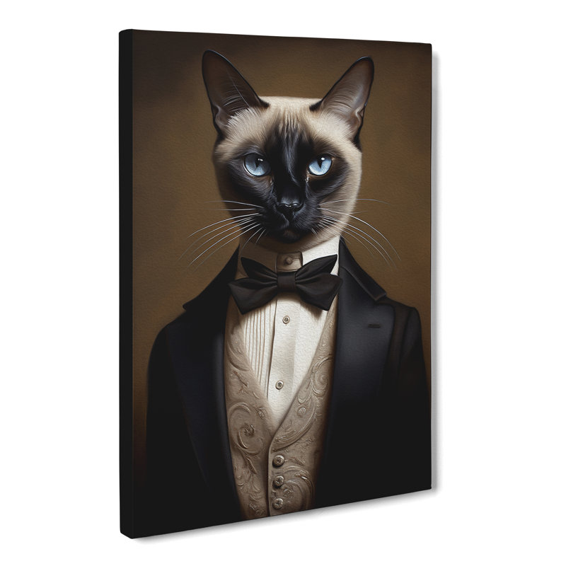 Siamese Cat In A Suit - Print, 60cm H x 40cm W x 3cm D