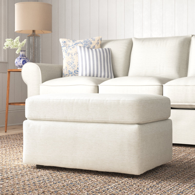 Savannah Upholstered Ottoman, Nomad Snow Crypton® Chenille